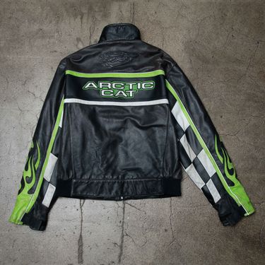 Vintage Arcticwear Black and Lime Green Moto Jacket