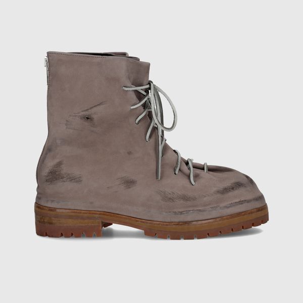 Nabuk Leather Laced Up Marathon Boot in Dusty Nude