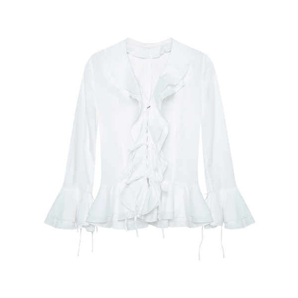 Vintage White Ruffled Blouse