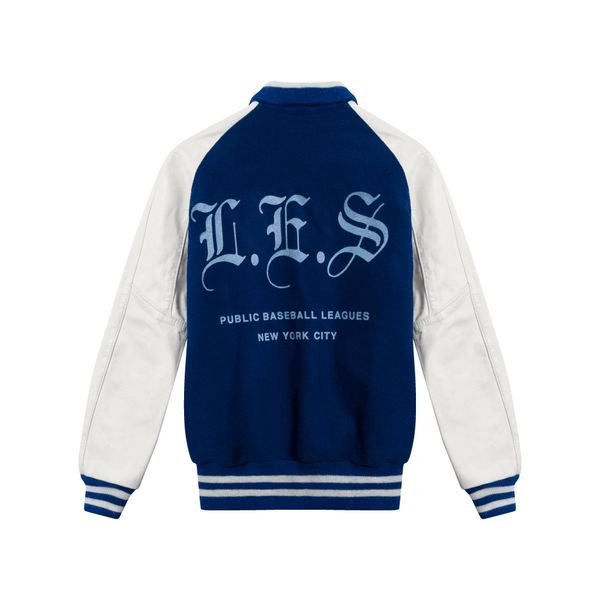 Vintage DeLong Blue and White Varsity Jacket 