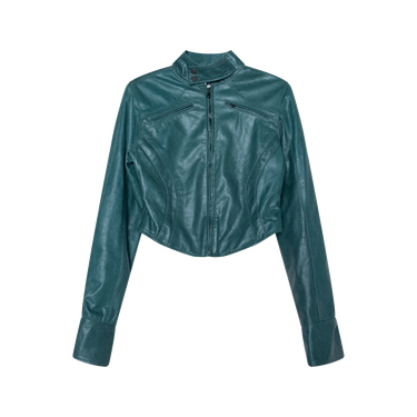 MIMCHIK Teal Leather Moto Jacket