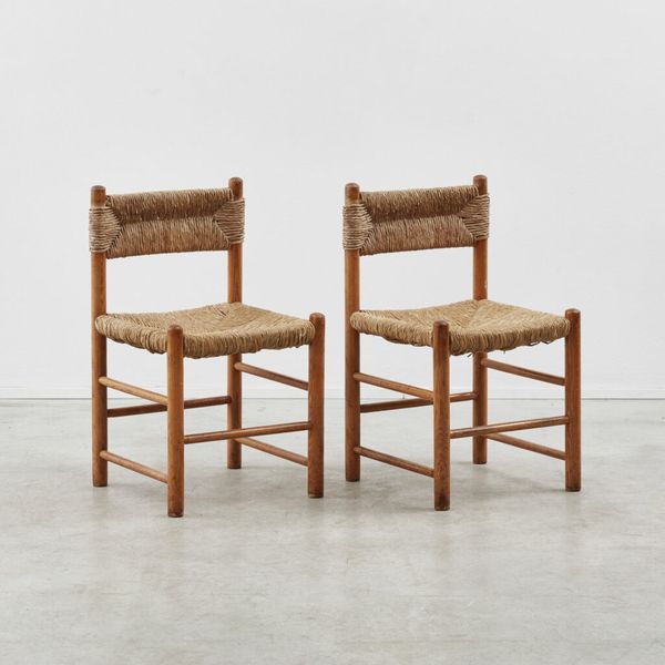 Set of four Rush Chairs In The Style Of Charlotte Perriand, France, 1950s