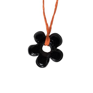 Big Flower Pendant - Black / Orange 