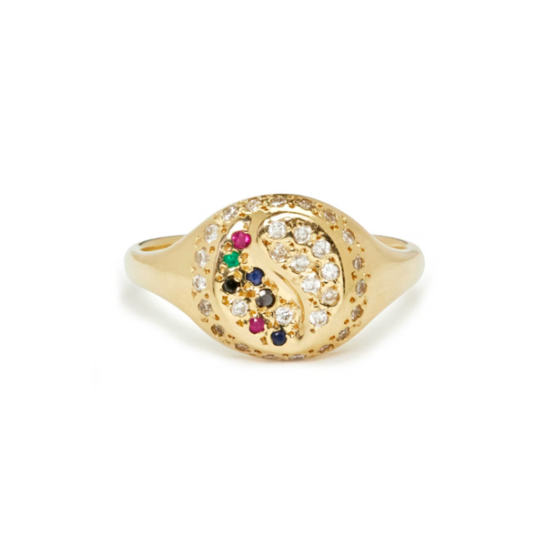 Scosha 14k Yellow Gold Gemstone Yin-Yang Signet Ring