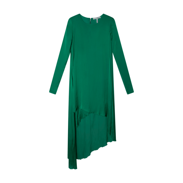 BCBGMAXAZRIA Runway Emerald Green Sateen Asymmetrical Dress