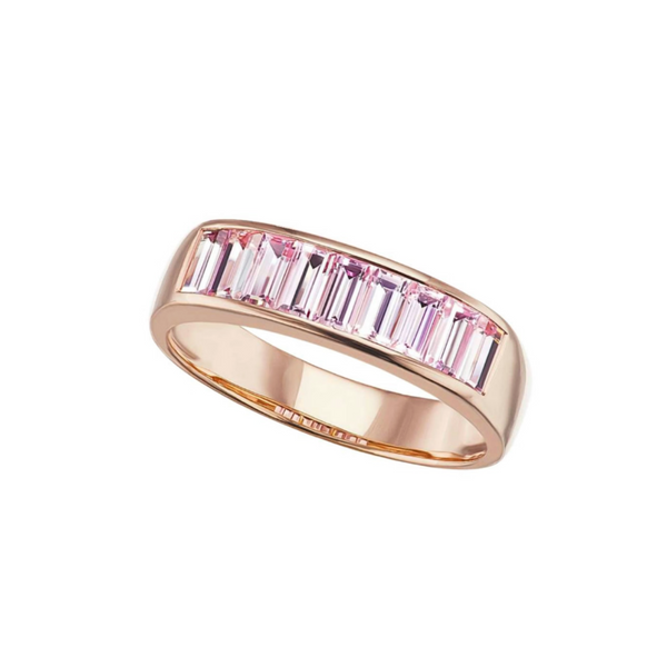 Jane Taylor 14k Rose Gold Pink Baguette Tourmaline Square Ring