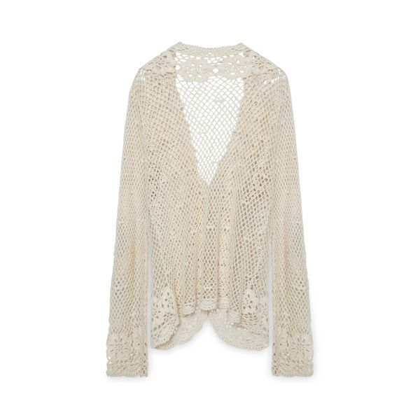 Spiegal Floral Cream Crocheted Cardigan