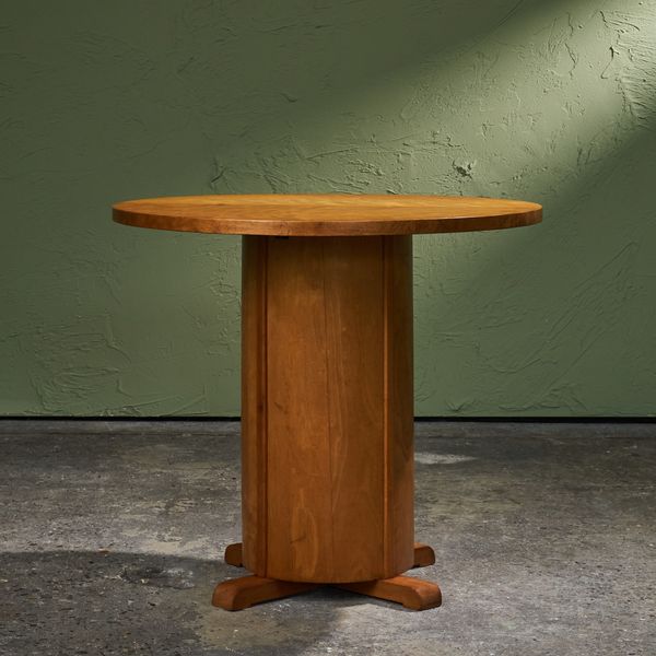 Round Art Deco Pedestal Side Table in Beech, Belgium