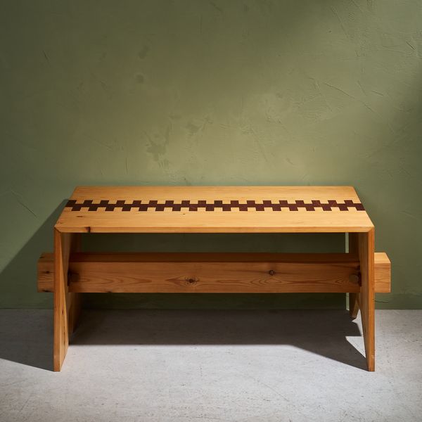 Bench or Table in Duo-Tone Wood, Pine and Teak, Sweden, 1970s
