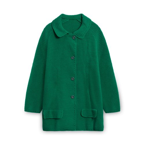 Vintage Knit Button-down Sweater - Green