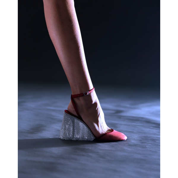 Kate Slingback 90MM in Red Silk