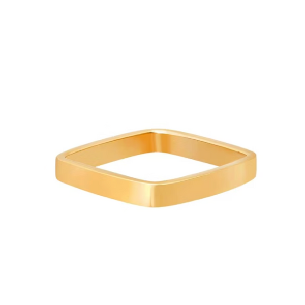 14k Yellow Gold Solid Square Ring