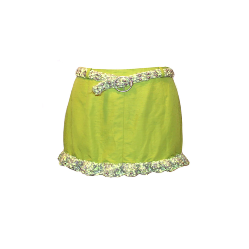 Green Ruffle Mini Skirt + Belt