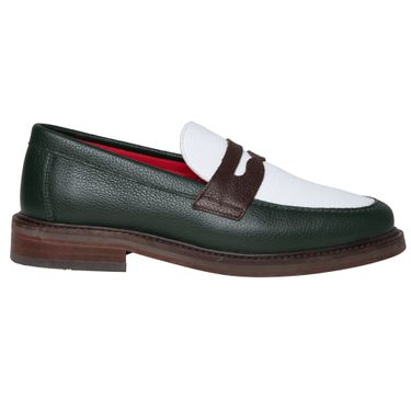 Aimé Leon Dore ALD Green And White Penny Loafers