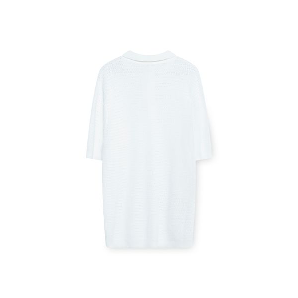 Sandro White Knit Collared Polo 