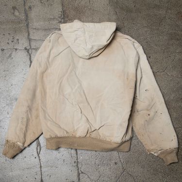 Vintage Carhartt Light Beige Distressed Hooded Jacket