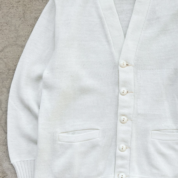 1960s Cream Knit Button Up Sweater Cardigan