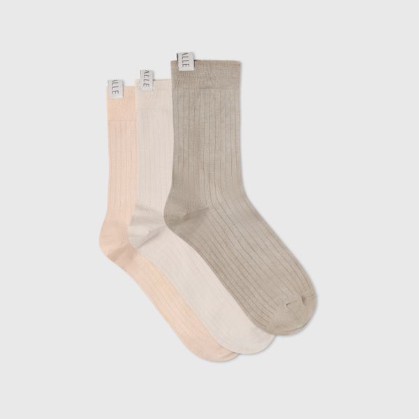 3-Pack Silk Ribbed Socks