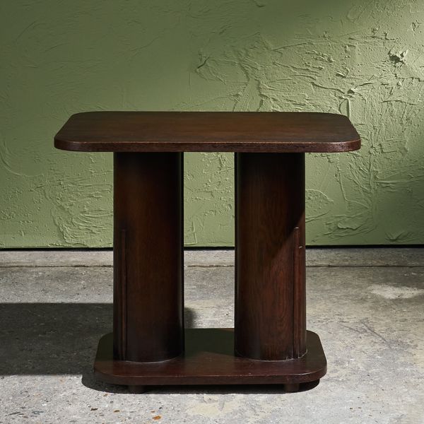 Art Deco Two-Legged Side Table in Wood
