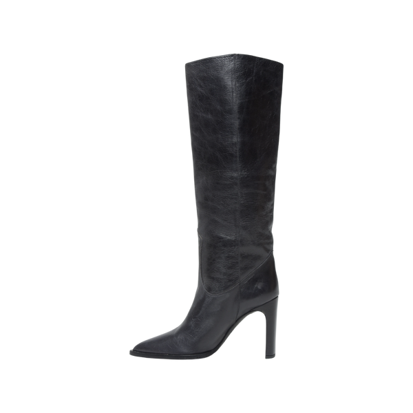 Black Leather Heeled Boots