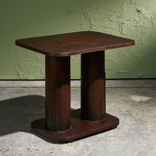 Art Deco Two-Legged Side Table in Wood
