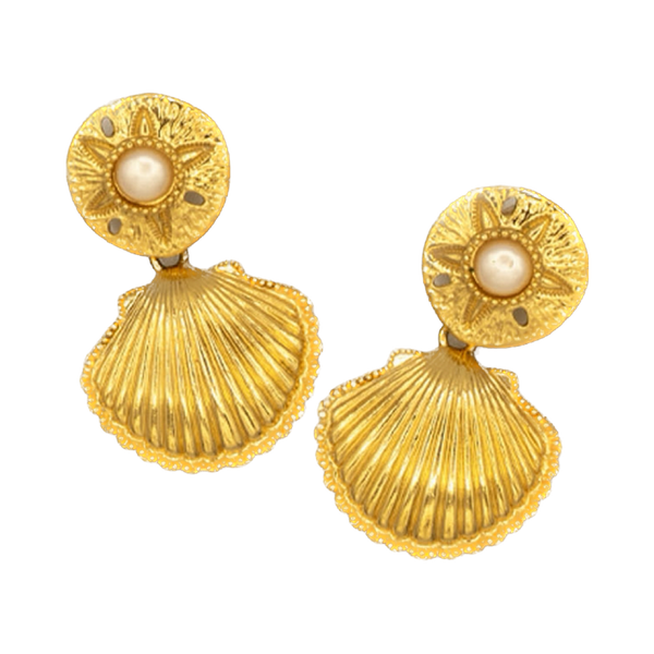 VINTAGE KJL FOR AVON ROYAL SEA COLLECTION CLIP-ON EARRINGS