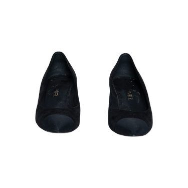 Chanel Black Suede Toe Cap Heels