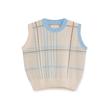 Grid Sweater Vest in Beige