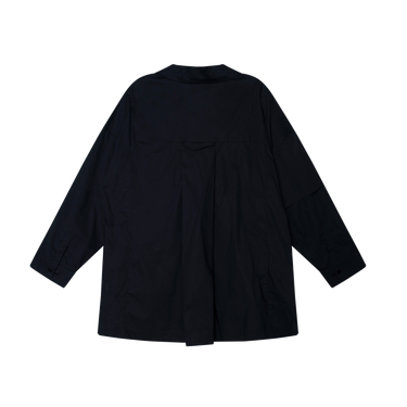 Layered Sleeve Poplin Shirt in Black
