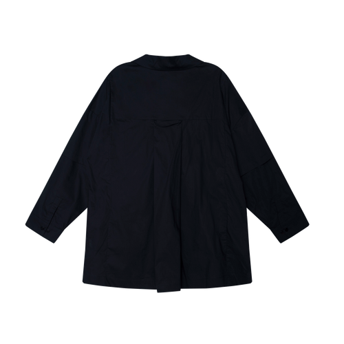 Layered Sleeve Poplin Shirt in Black