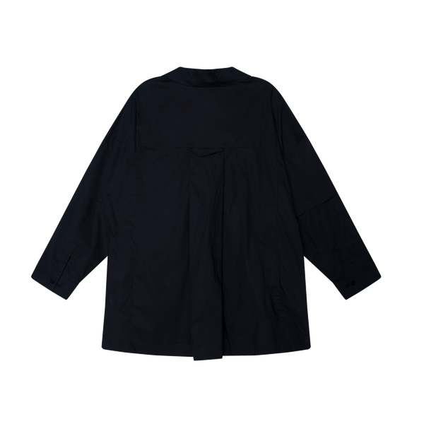 Layered Sleeve Poplin Shirt in Black