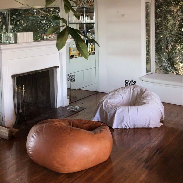 Pair of Oversized Leather Sacco Chairs