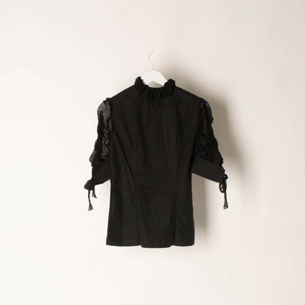 Philosophy Di Alberta Ferretti Black Ruffle Blouse