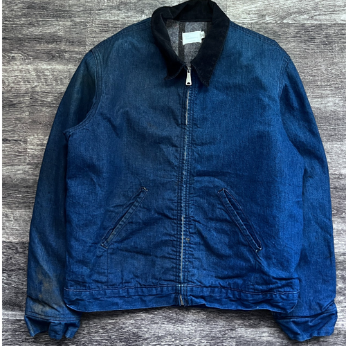 1970s Dark Wash Denim Work Jacket 