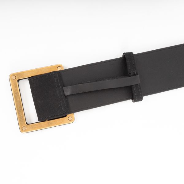 Yves Saint Laurent Knit Covered Square Buckle Belt