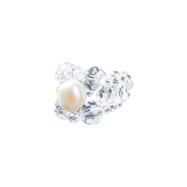 Crystal Beaded Baroque Pearl Square Ring