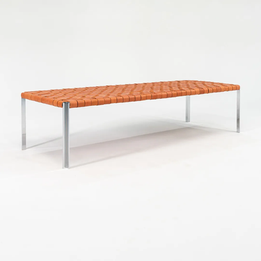 Tan Lavern TG18 Long Woven Leather Bench by Gratz Industries, 2021