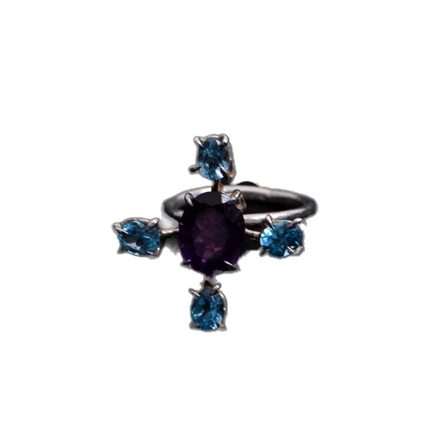 Amethyst and Topaz Cocktail Ring