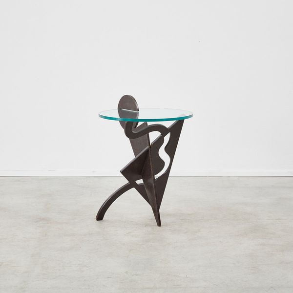 Pucci de Rossi Small Sculptural Glass and Iron 'Battista' Side Table