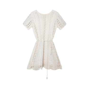 Ivory Wool Belted Mini Dress 