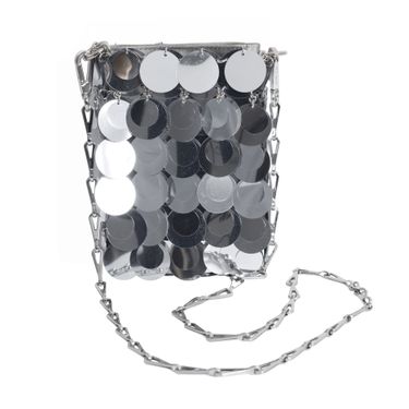 Paco Rabanne 1969 Iconic Sparkle Sequin Crossbody Bag - Silver