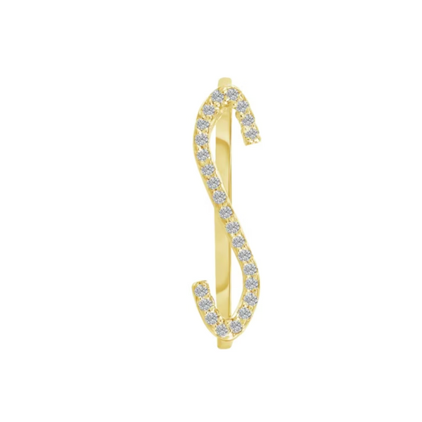 KWIT 14k Yellow Gold Diamond Letter "S" Ring