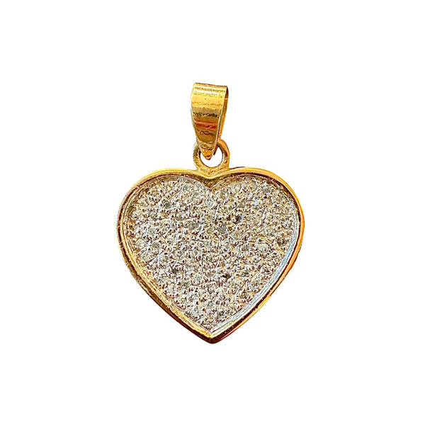 14K Yellow Gold Heart Pendant Charm with Illusion-Set Diamond
