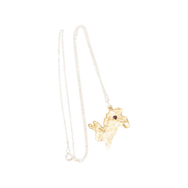 RUBY BRASS BUNNY PENDANT Necklace