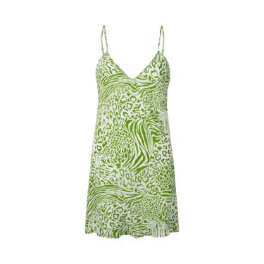 Ciao Lucia Mini Silk Slip Dress- Green Leopard 