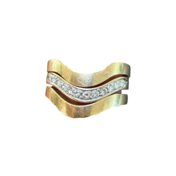 14k Yellow Gold Curved Diamond Stacker Rings (Set of 3)