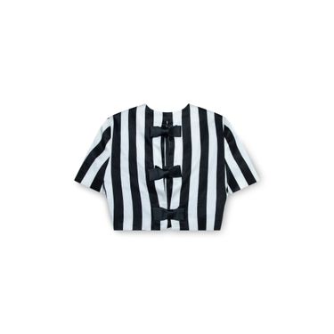 Vintage Anna Piu Black and White Striped Top