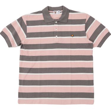 BAPE Mushroom Border Pique Polo Shirt pink grey