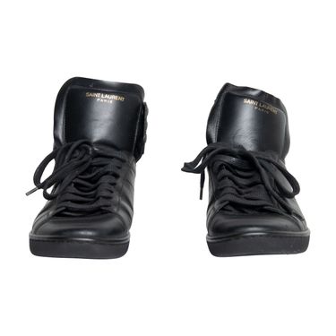 Saint Laurent Black Leather High Top Sneakers
