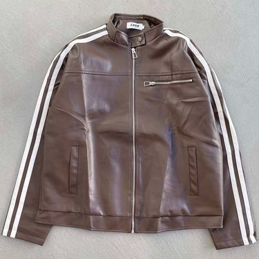 2000s Japan Stripe Vegan Leather Jacket